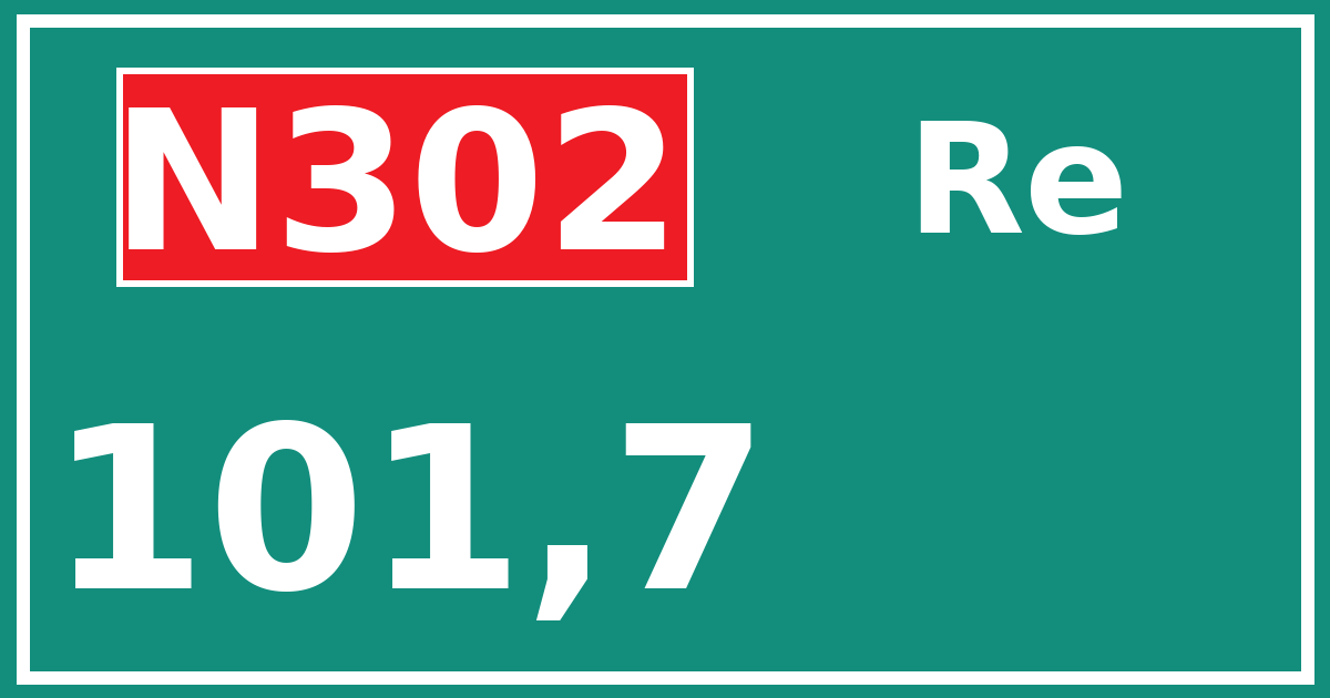 Hectometerbord N302 101,7 zijde Re