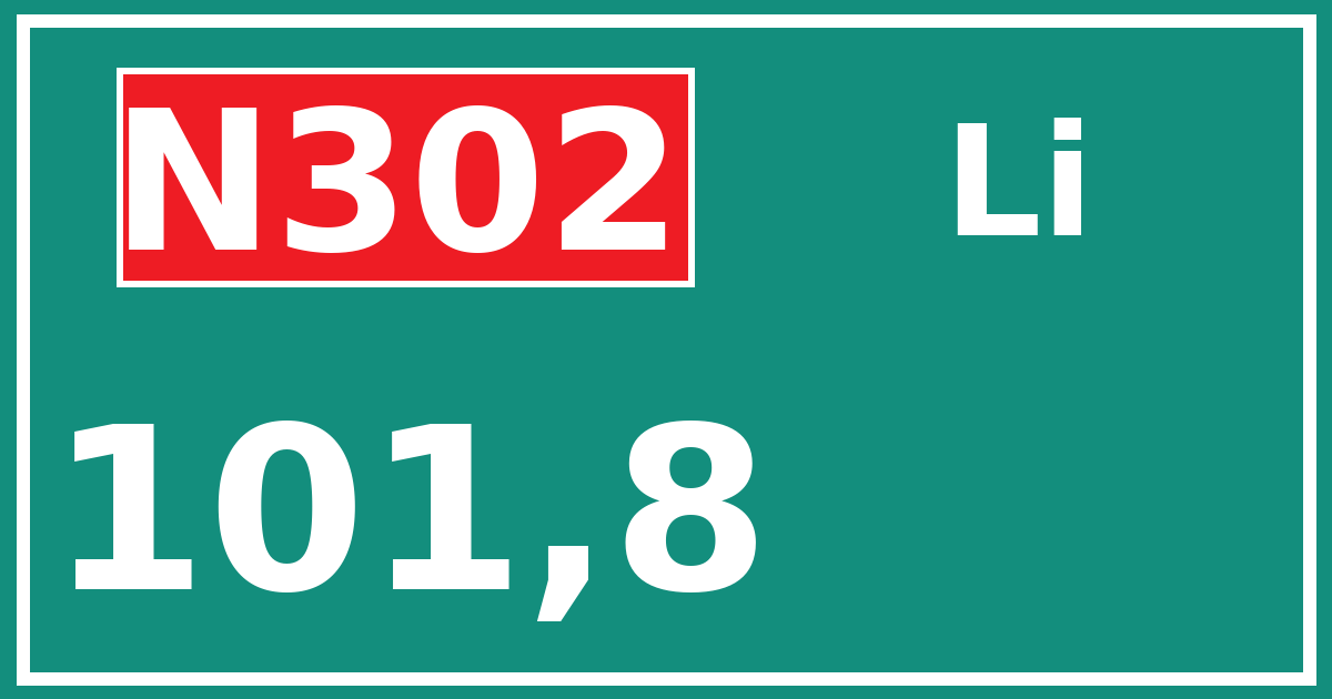 Hectometerbord N302 101,8 zijde Li