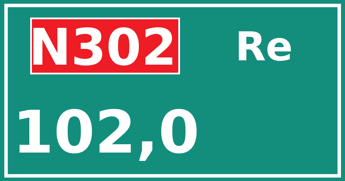 Hectometerbord N302 102,0 zijde Re
