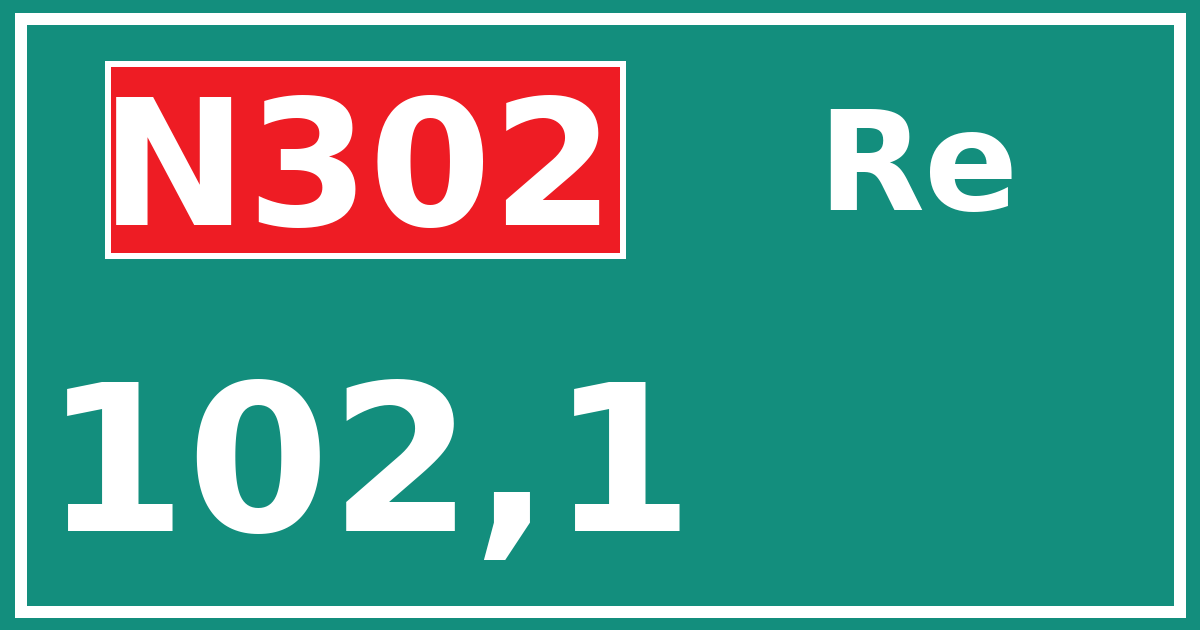 Hectometerbord N302 102,1 zijde Re