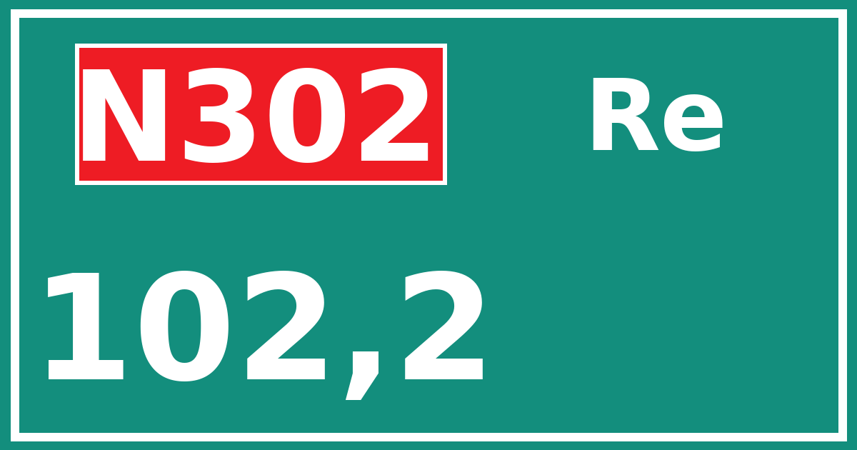 Hectometerbord N302 102,2 zijde Re