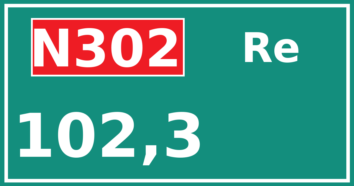 Hectometerbord N302 102,3 zijde Re