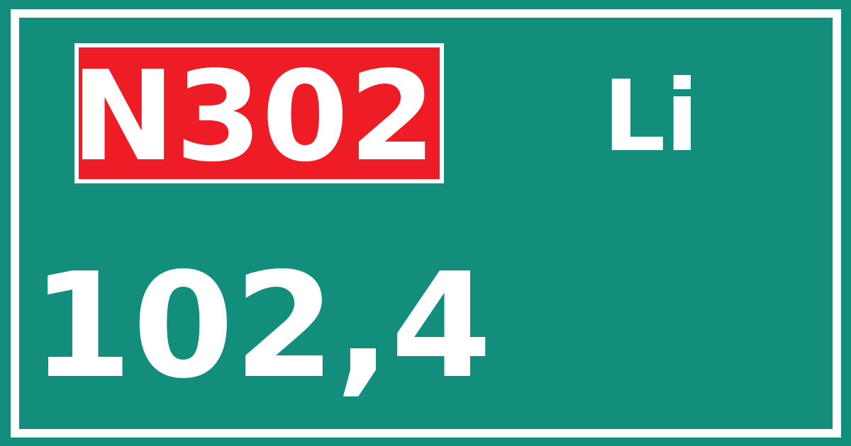 Hectometerbord N302 102,4 zijde Li