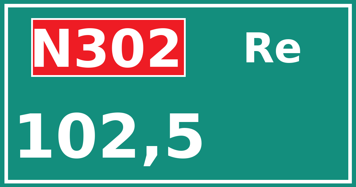 Hectometerbord N302 102,5 zijde Re