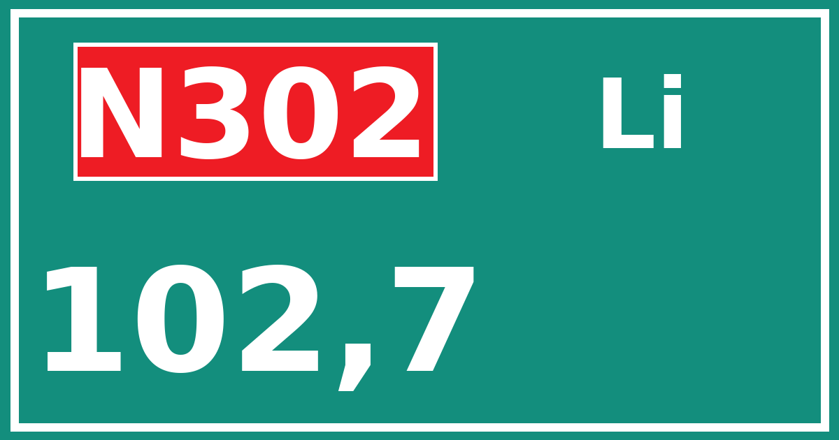 Hectometerbord N302 102,7 zijde Li