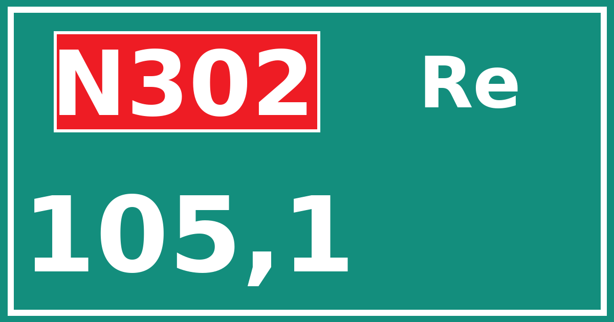 Hectometerbord N302 105,1 zijde Re