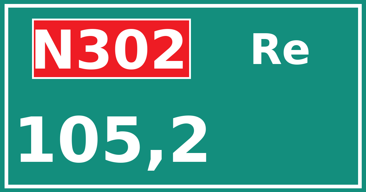 Hectometerbord N302 105,2 zijde Re