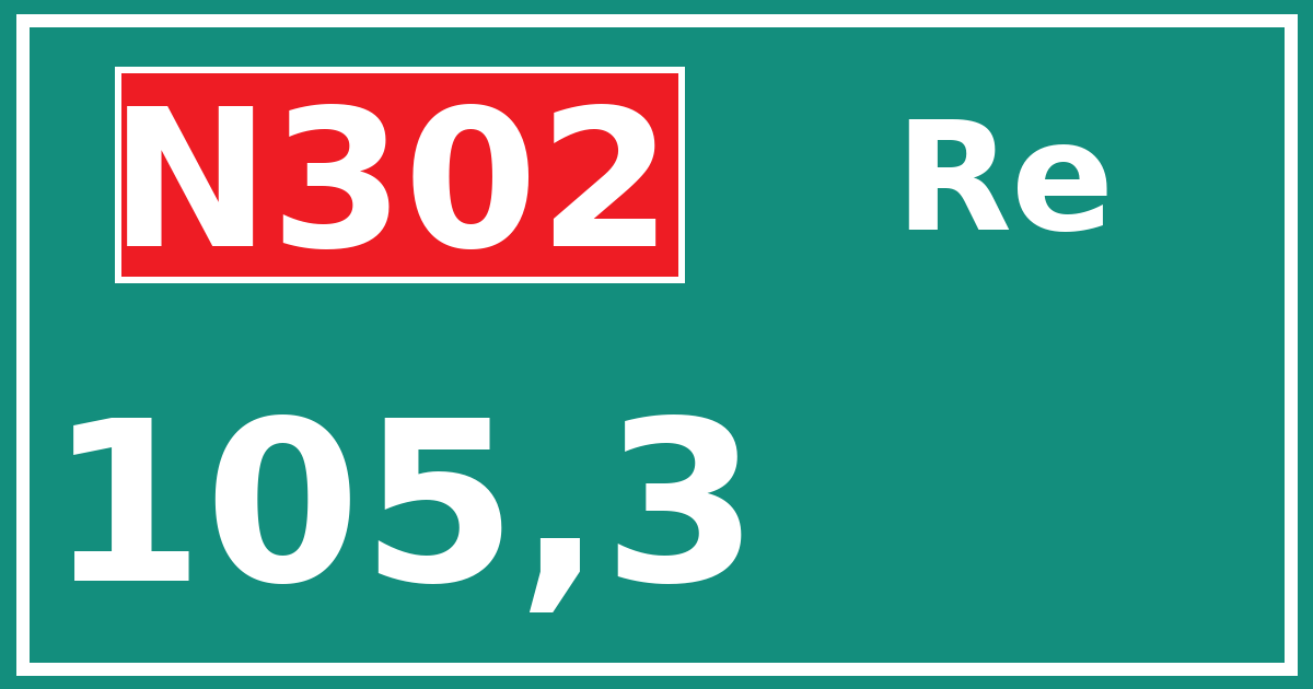 Hectometerbord N302 105,3 zijde Re