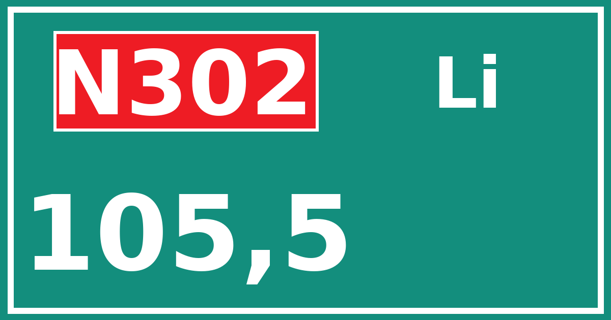 Hectometerbord N302 105,5 zijde Li