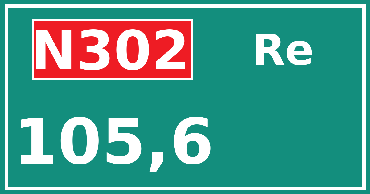 Hectometerbord N302 105,6 zijde Re