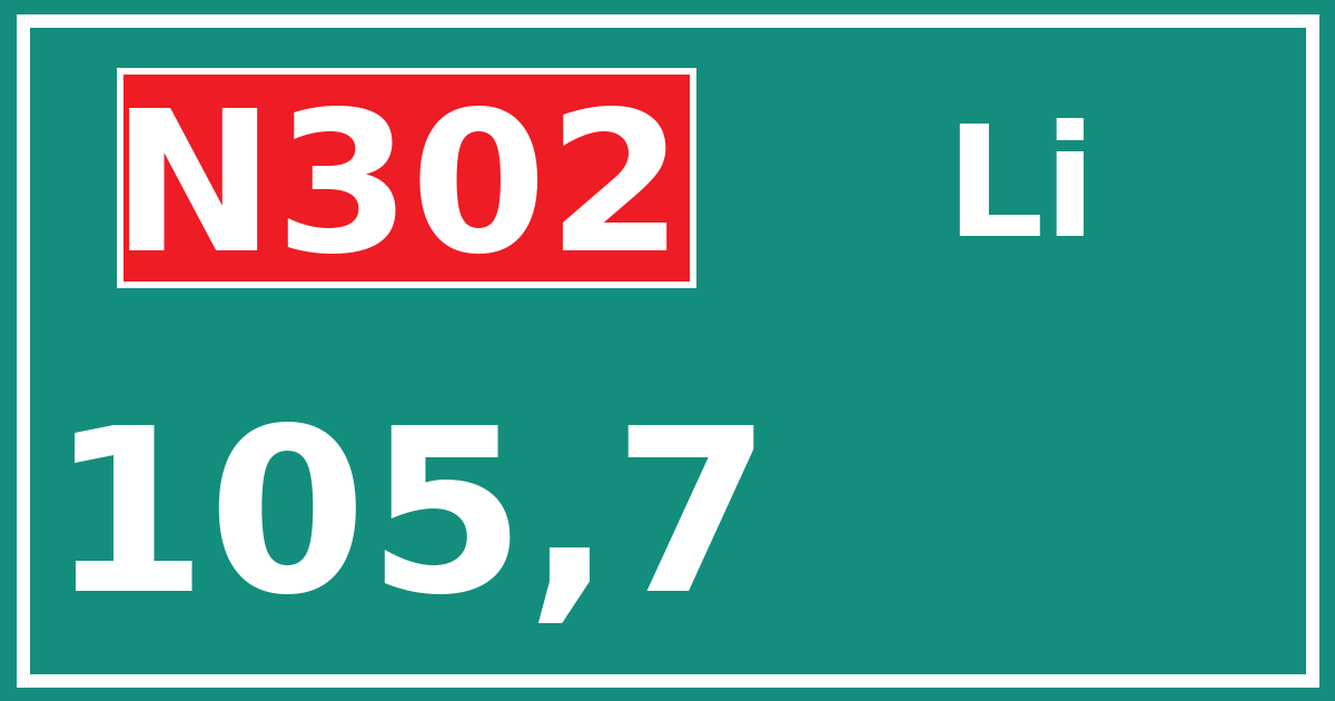 Hectometerbord N302 105,7 zijde Li