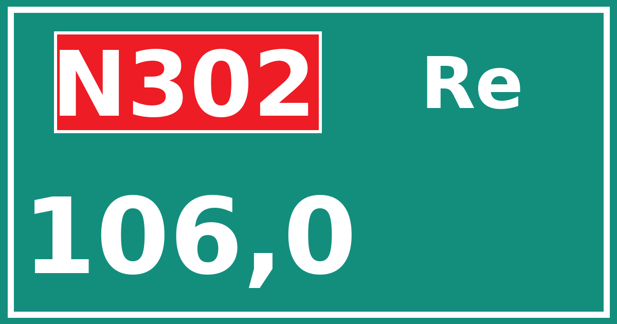 Hectometerbord N302 106,0 zijde Re