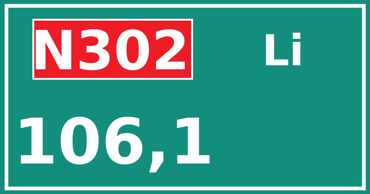Hectometerbord N302 106,1 zijde Li