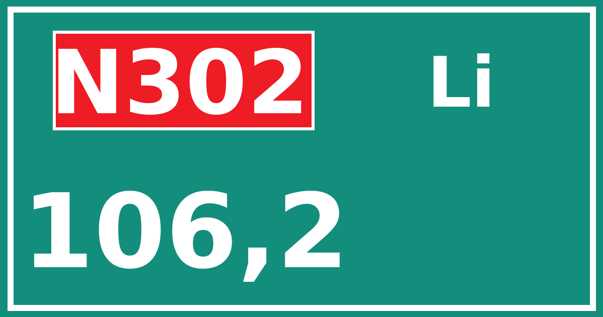 Hectometerbord N302 106,2 zijde Li