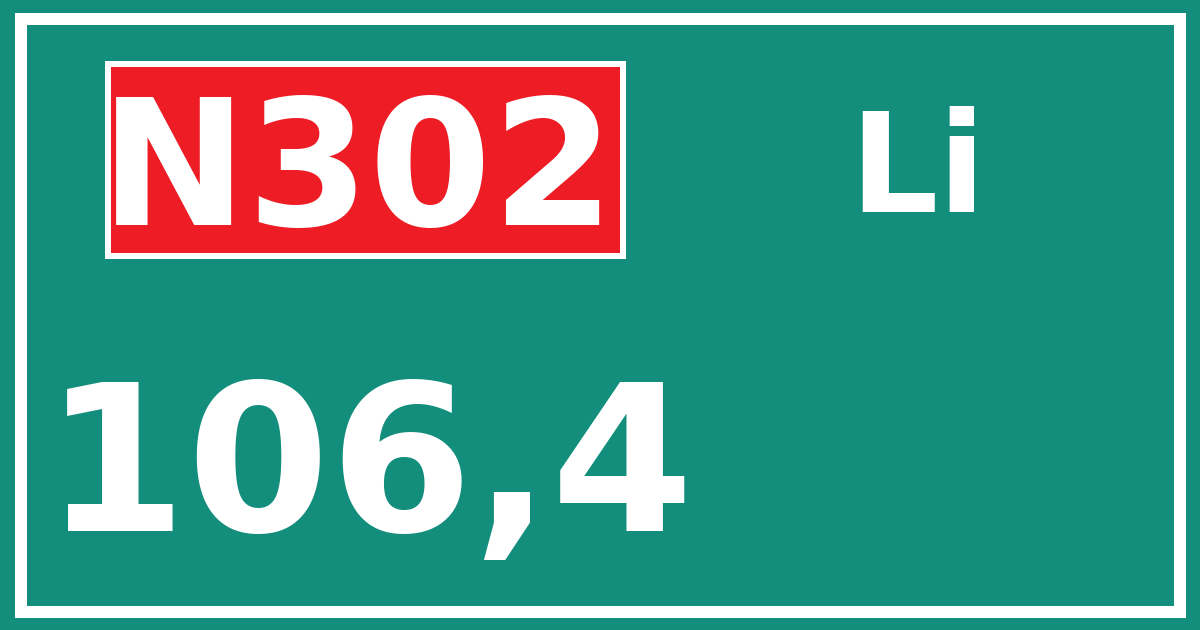 Hectometerbord N302 106,4 zijde Li