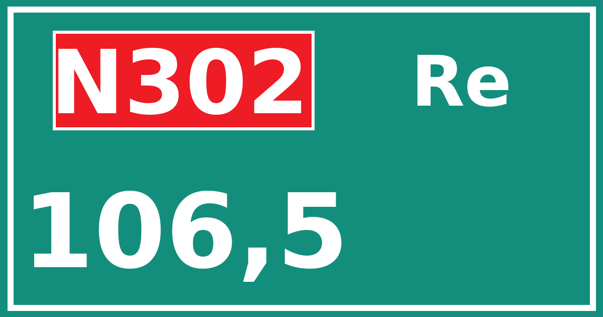 Hectometerbord N302 106,5 zijde Re