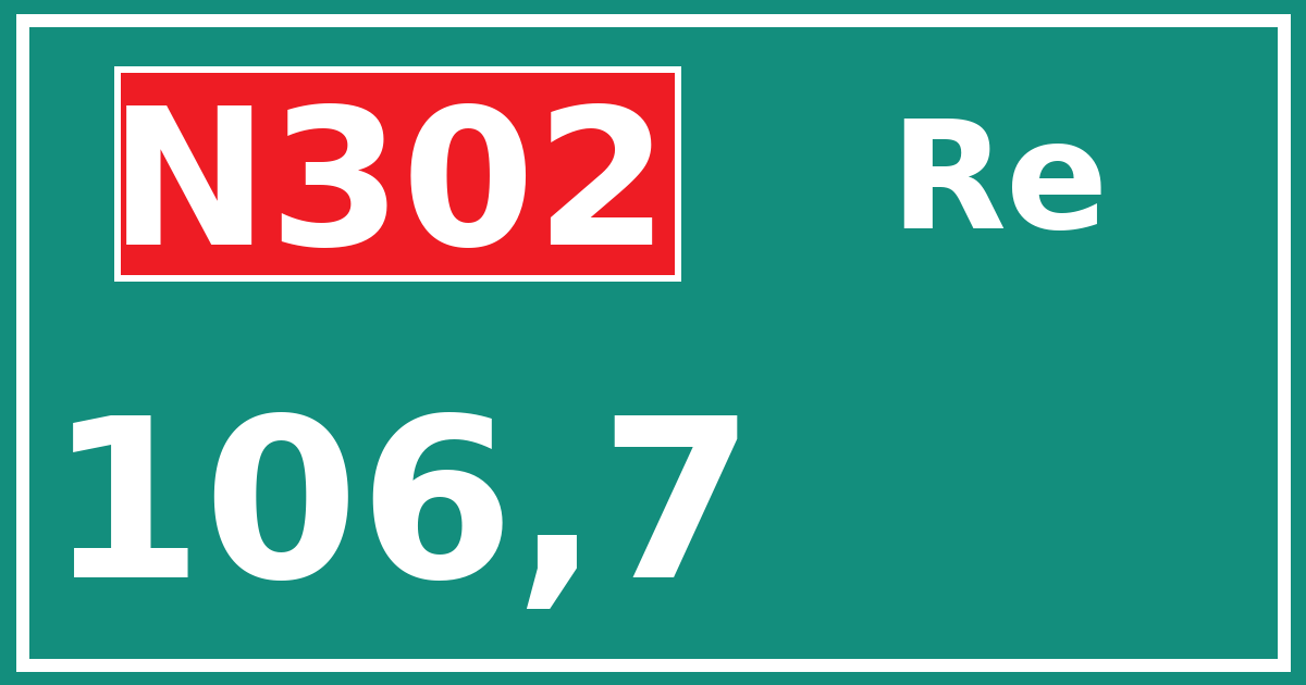 Hectometerbord N302 106,7 zijde Re