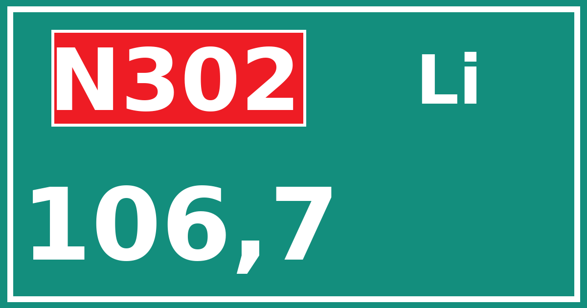 Hectometerbord N302 106,7 zijde Li