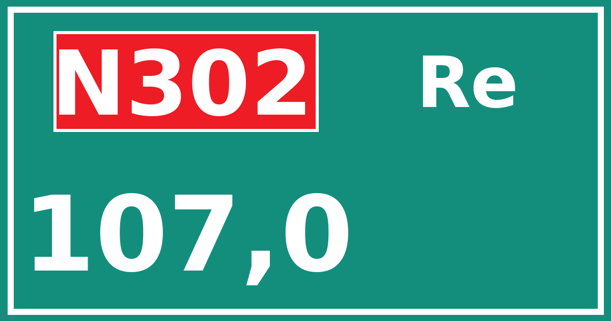 Hectometerbord N302 107,0 zijde Re