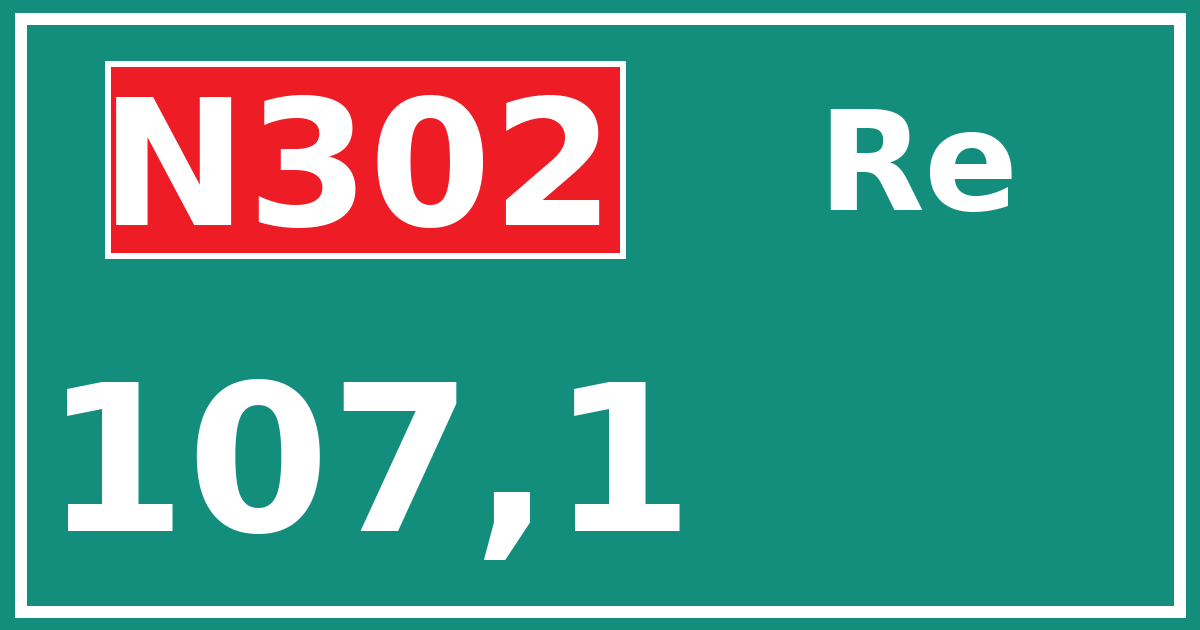 Hectometerbord N302 107,1 zijde Re