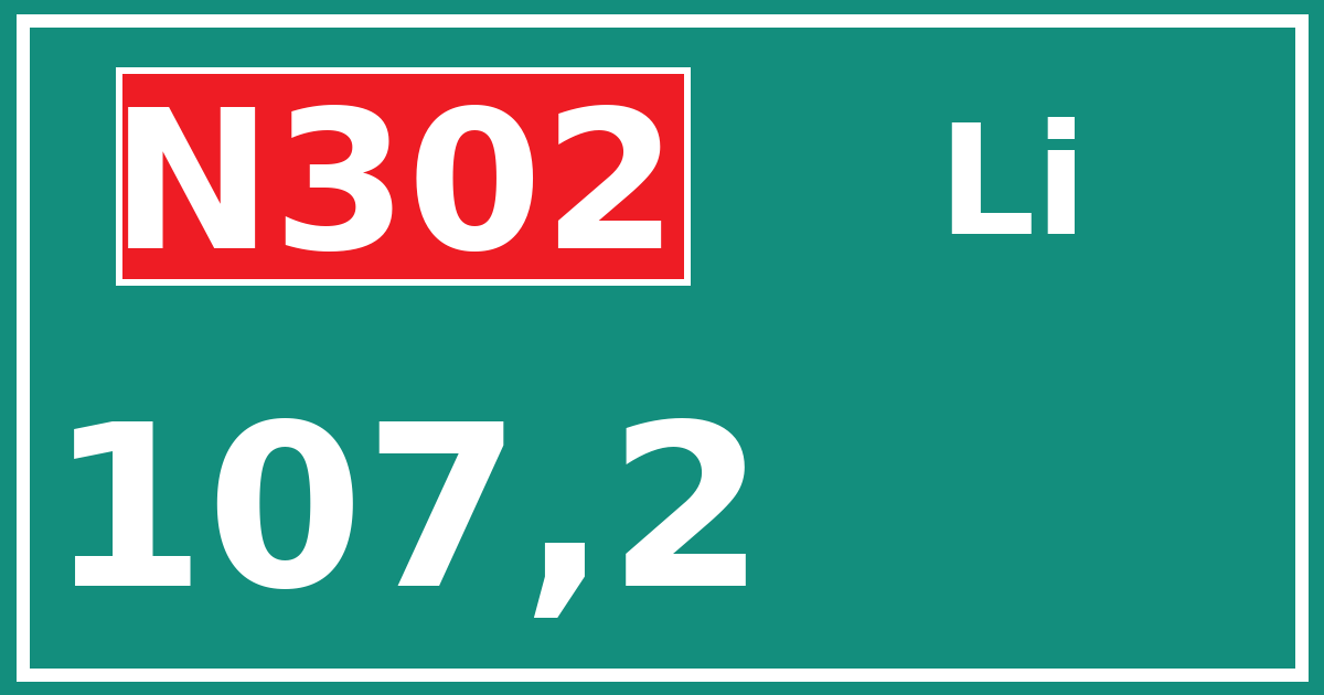 Hectometerbord N302 107,2 zijde Li