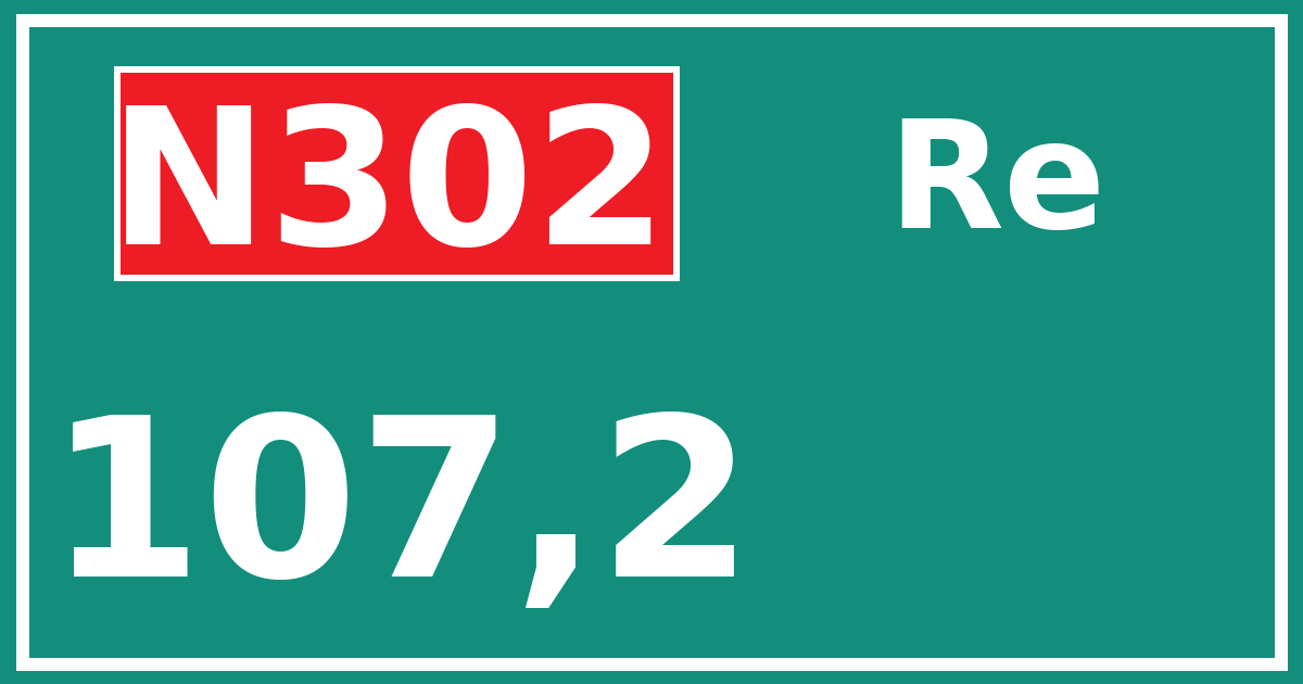 Hectometerbord N302 107,2 zijde Re