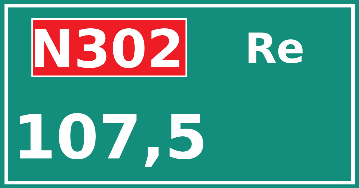 Hectometerbord N302 107,5 zijde Re