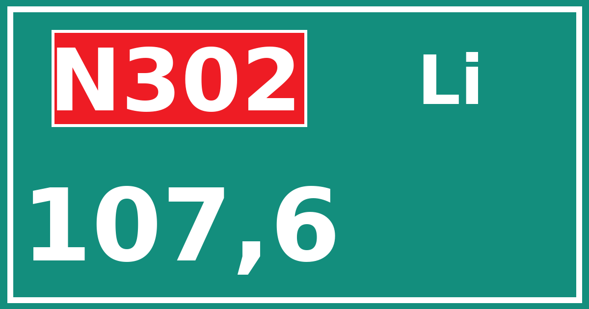 Hectometerbord N302 107,6 zijde Li