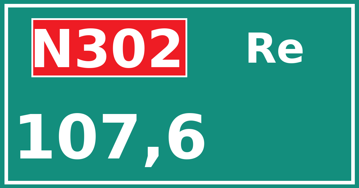 Hectometerbord N302 107,6 zijde Re