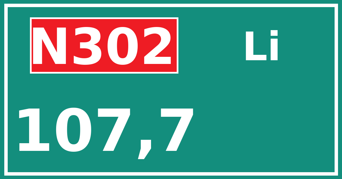 Hectometerbord N302 107,7 zijde Li