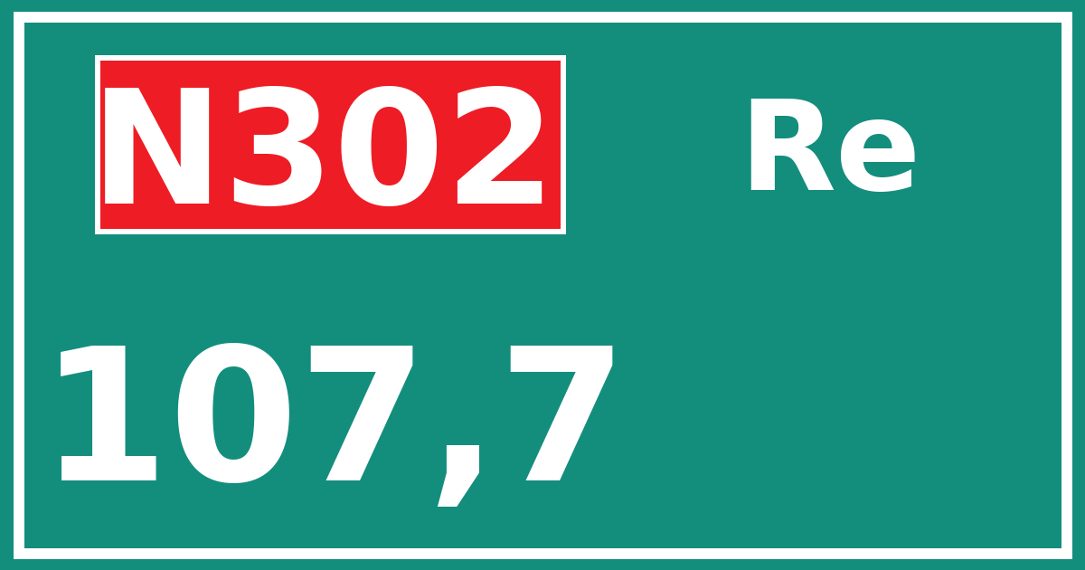 Hectometerbord N302 107,7 zijde Re