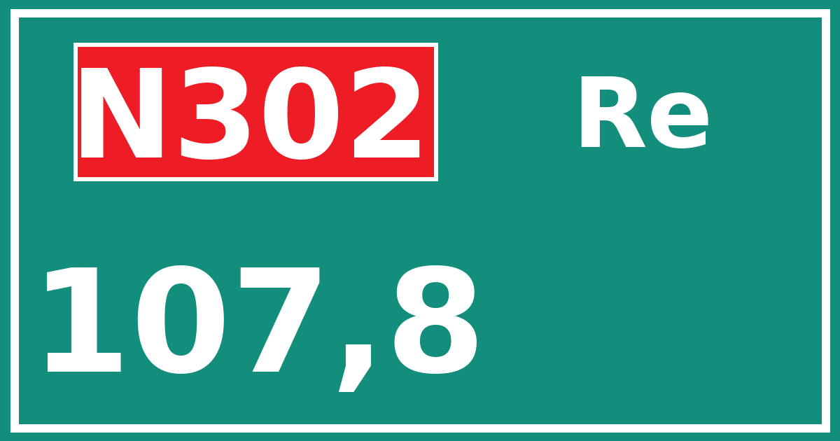 Hectometerbord N302 107,8 zijde Re