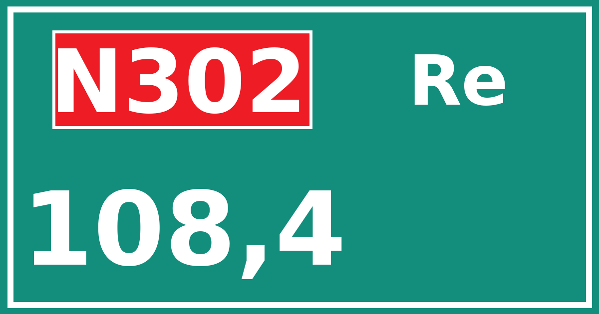 Hectometerbord N302 108,4 zijde Re