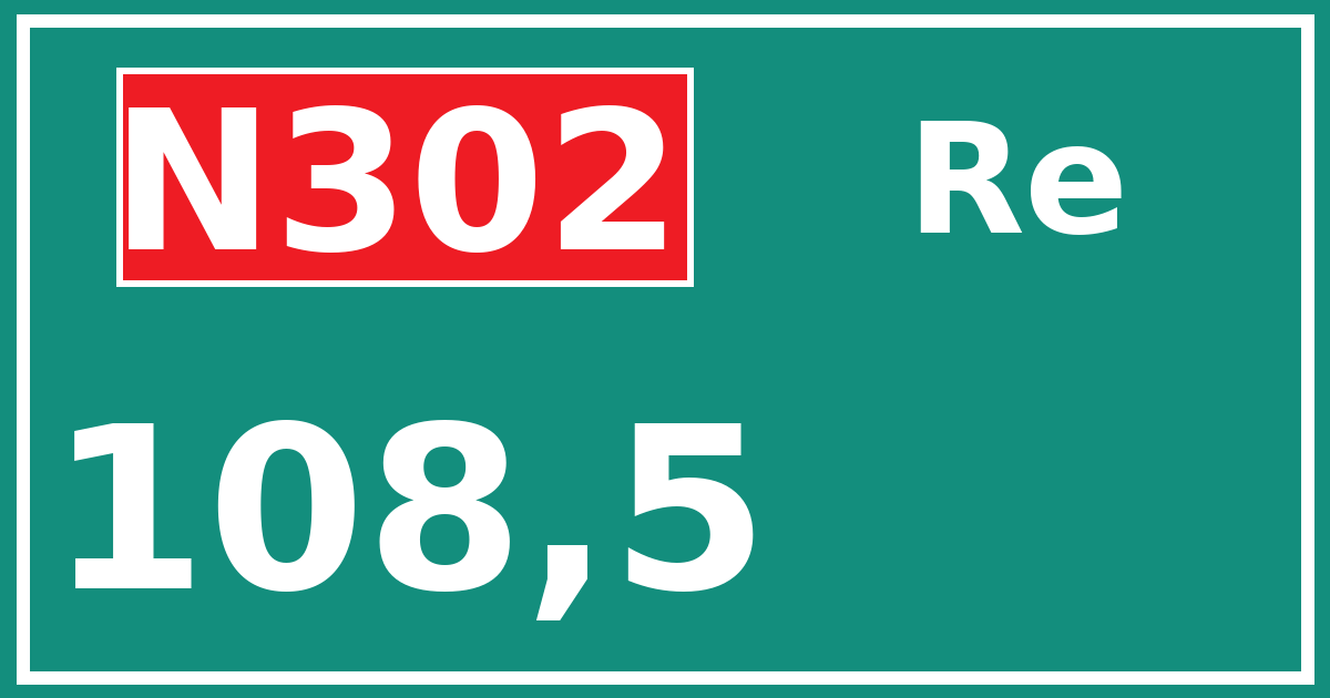 Hectometerbord N302 108,5 zijde Re