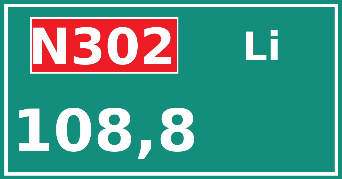 Hectometerbord N302 108,8 zijde Li