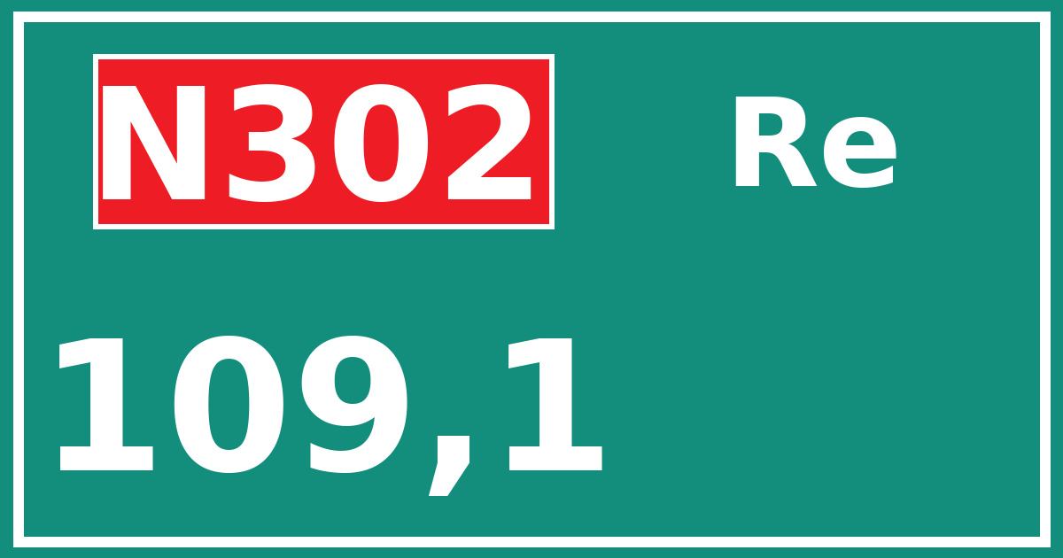 Hectometerbord N302 109,1 zijde Re
