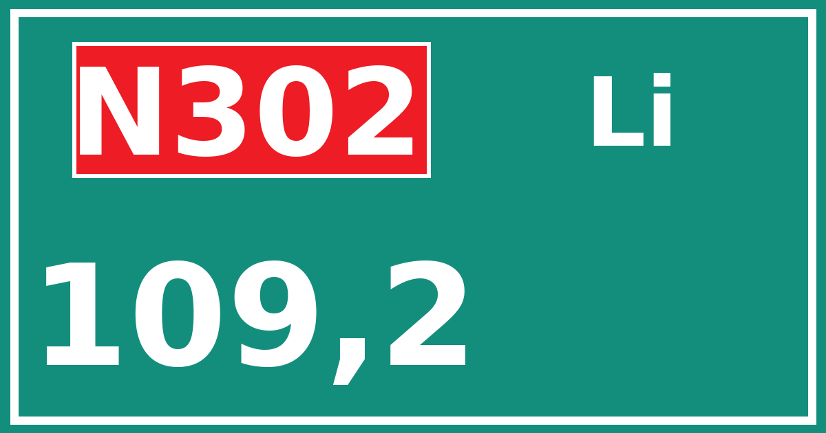 Hectometerbord N302 109,2 zijde Li