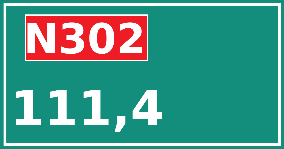 Hectometerbord N302 111,4