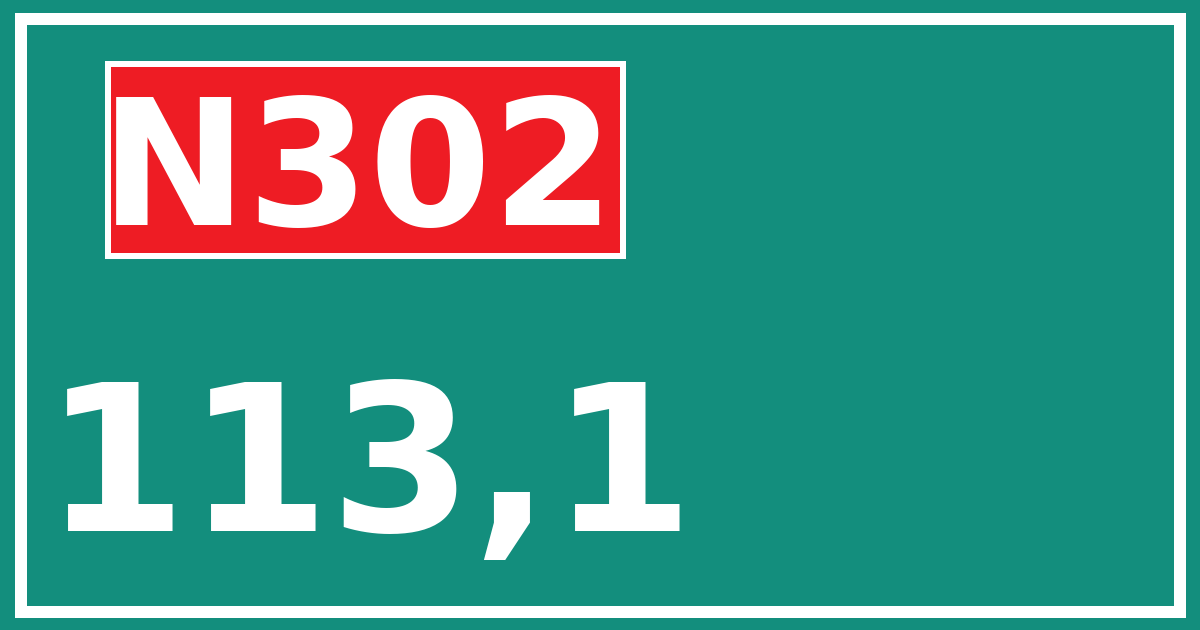Hectometerbord N302 113,1