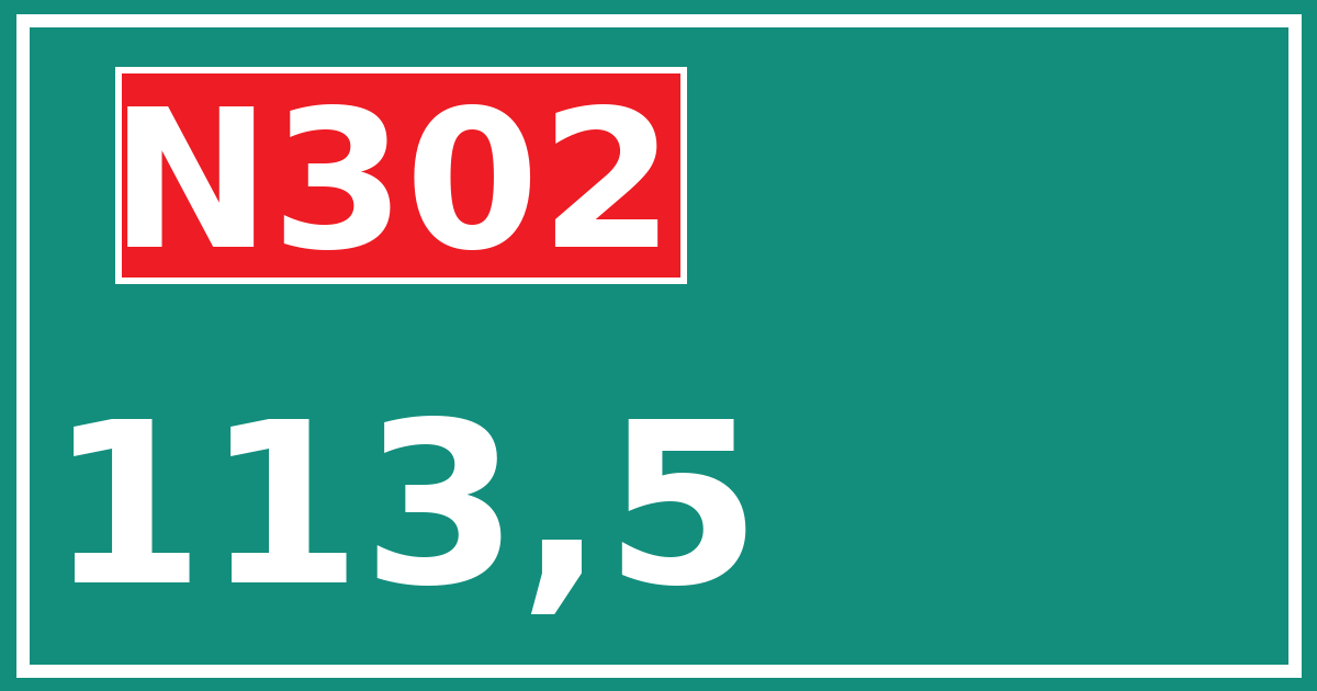 Hectometerbord N302 113,5