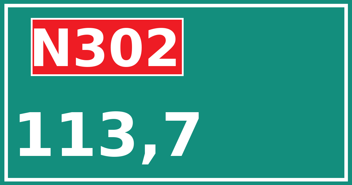 Hectometerbord N302 113,7
