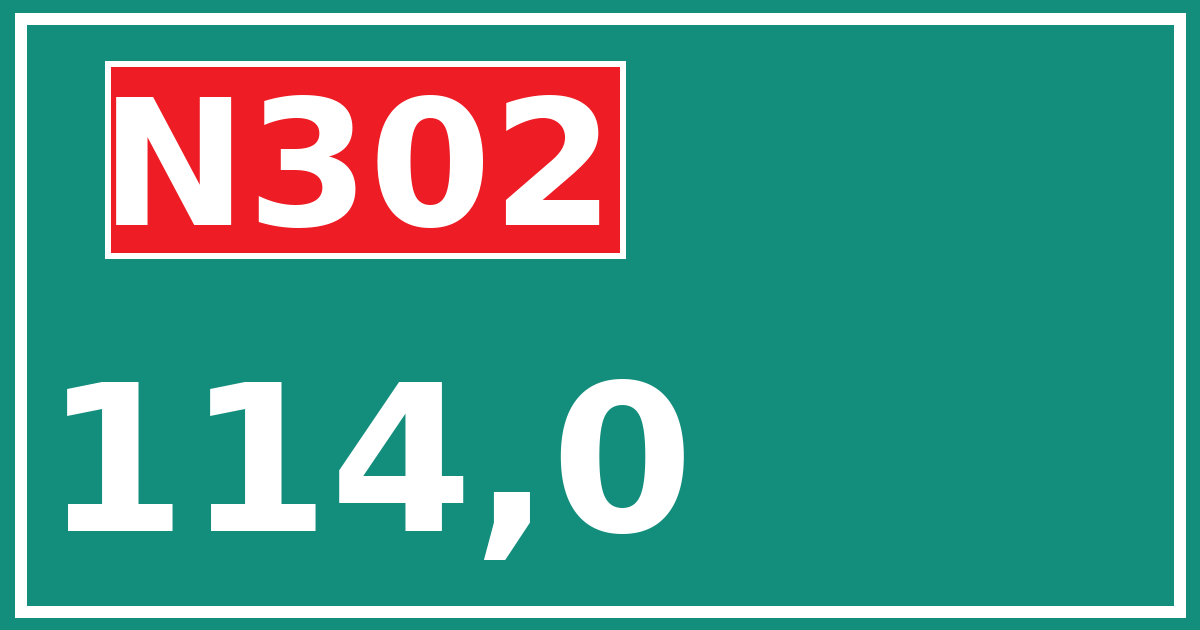 Hectometerbord N302 114,0