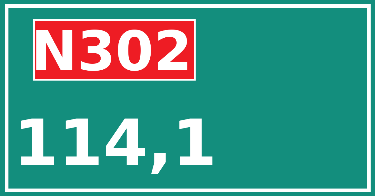 Hectometerbord N302 114,1