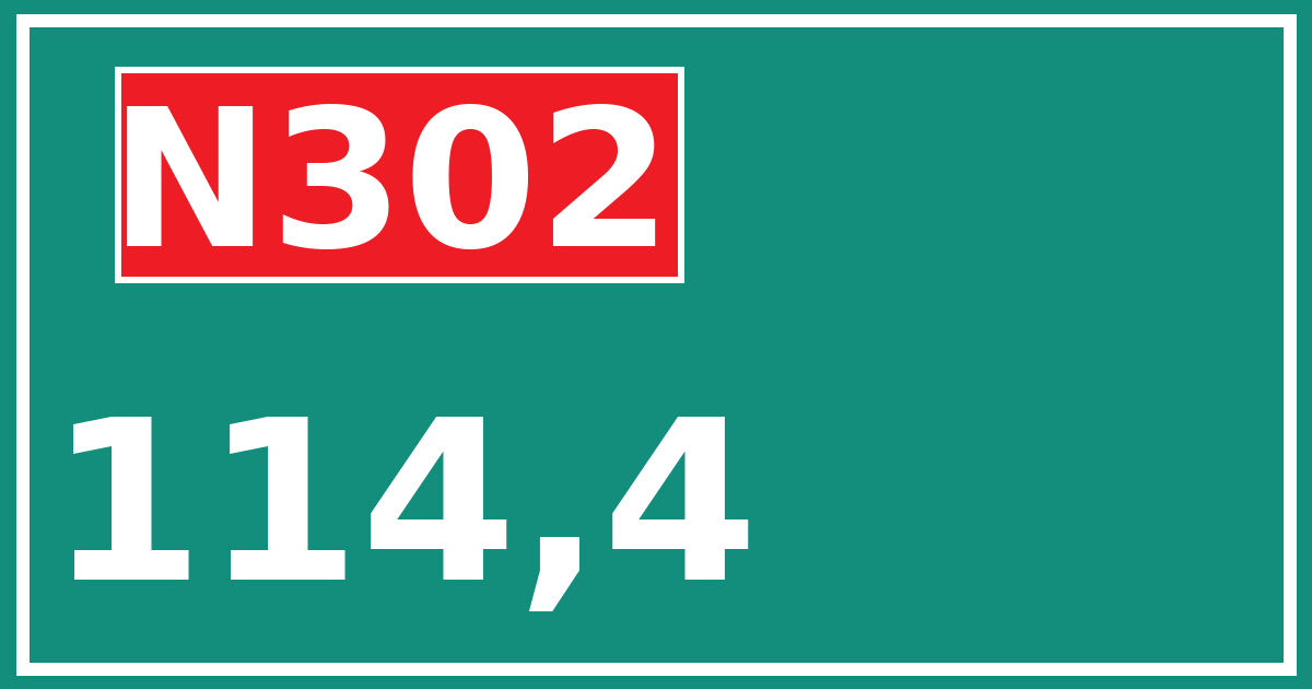 Hectometerbord N302 114,4