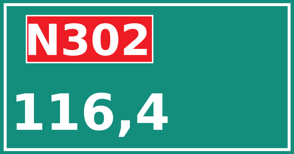 Hectometerbord N302 116,4