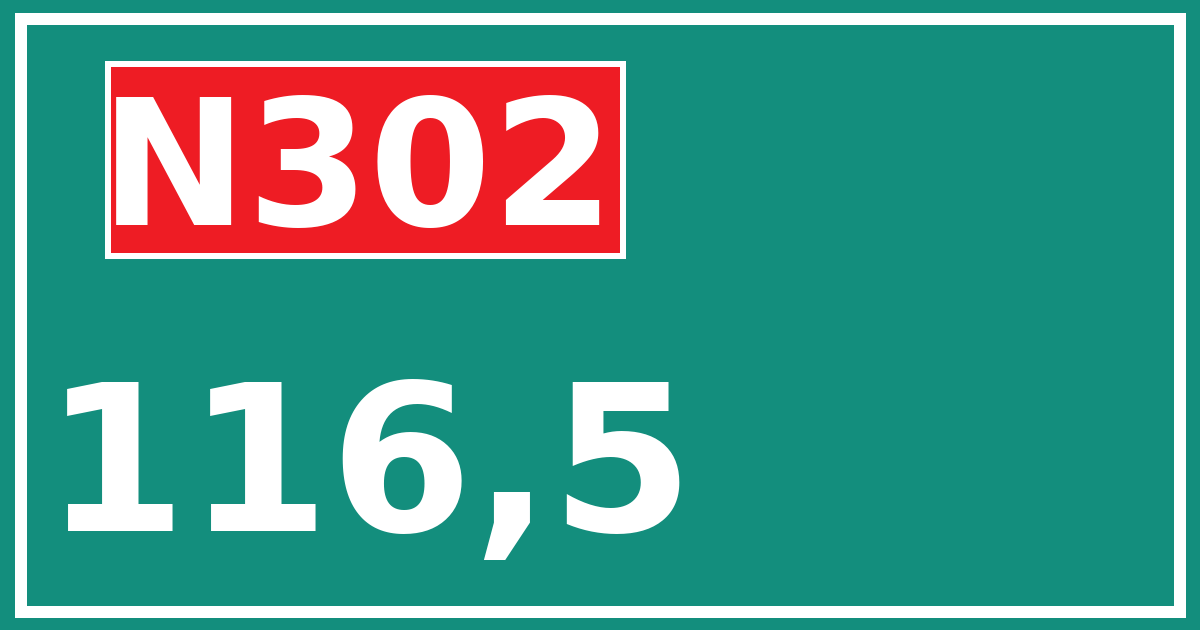 Hectometerbord N302 116,5