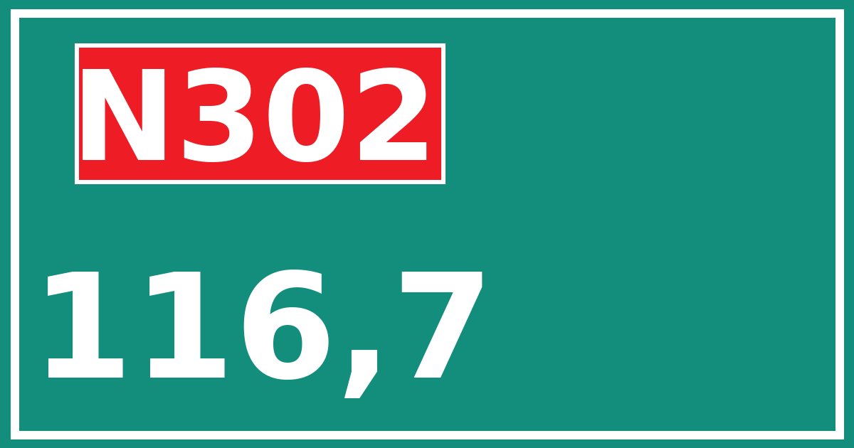 Hectometerbord N302 116,7