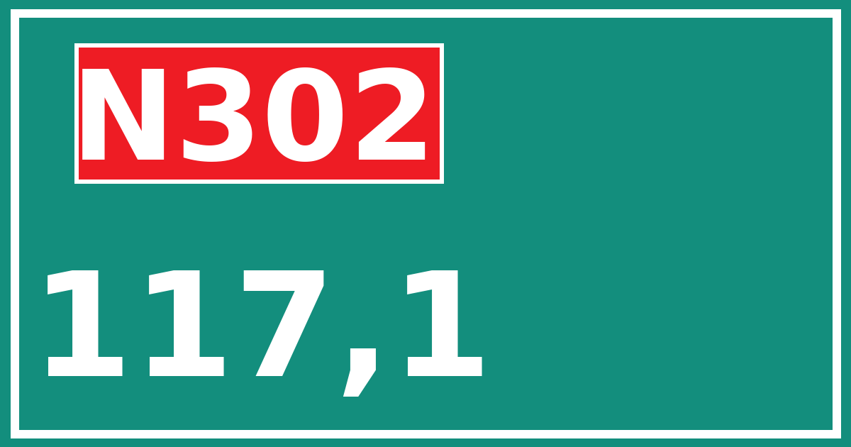 Hectometerbord N302 117,1