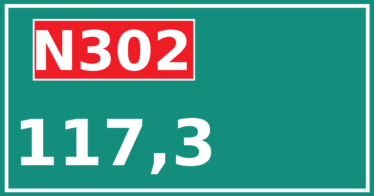 Hectometerbord N302 117,3