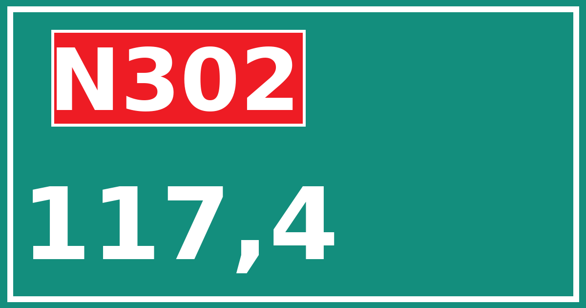 Hectometerbord N302 117,4